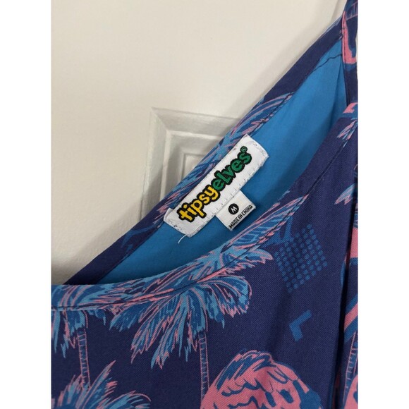 Women’s tipsy elves flamingo print romper size medium vacation beach - Picture 2 of 3
